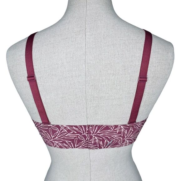 Knix Padded Evolution Bra sz 3 * Wireless No Wire Burgundy Leaf Pattern Print - Picture 3 of 7